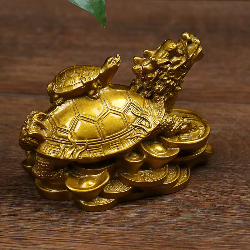 JETTING Feng Shui Drache-Schildkröte Statue in Gold für Glück und Reichtum - Bild 3
