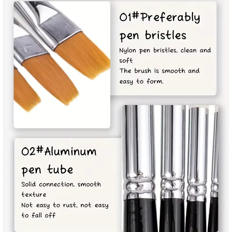 9-teiliges multifunktionales Nylonhaar-Malpinsel-Set in Schwarz für Anfänger und Profis - Bild 2