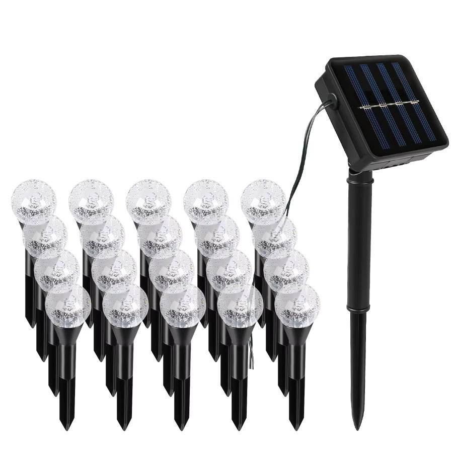 XIWANGFIRE Solar-Gartenleuchte mit 20 LEDs in Schwarz, Wasserdichte Dekorative Außenlampe mit warmweißem Feenlicht für den Garten, B/T/H: 21,7 x 10,7 x 21,7 cm - Bild 5