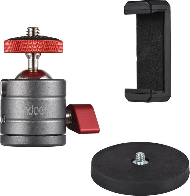 Andoer Mini-Kugelkopf mit magnetischer Basis und 360 Grad Drehung aus Aluminiumlegierung, Schwarz - Bild 1
