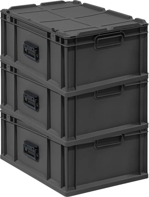 PROREGAL Supersparset 3x Eurobox Nextgen Portable Transportbehälter Schwarz B/T/H: 60 x 40 x 23,5 cm, 44 Liter - Bild 1