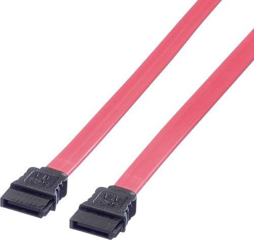 Roline SATA-Anschlusskabel mit 1x 7-poligem SATA-Stecker auf 1x 7-poligem SATA-Stecker, Länge: 0,50 m, Rot - Bild 1
