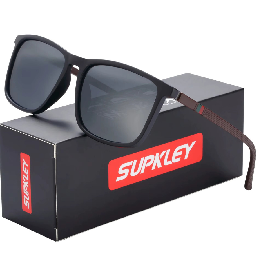Supkley Sportsonnenbrille, quadratisch, Vollrand, Kunststoff, schwarz, Herren - Bild 3