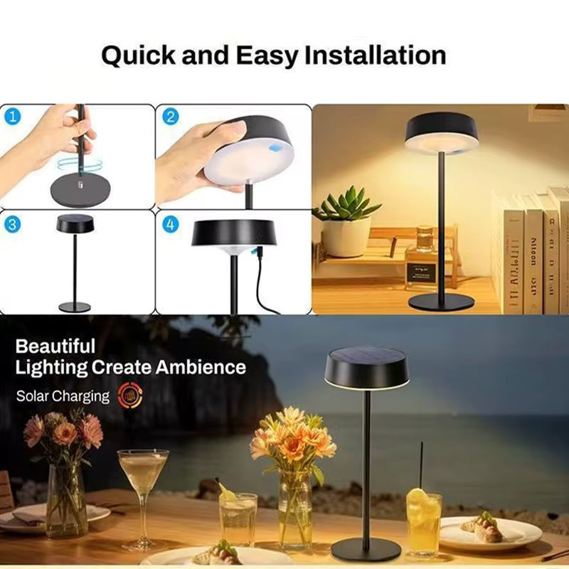 Lyfs Solar-Tischlampe mit dimmbarer LED, kabellose und wasserdichte Nachtlampe in Schwarz für Garten und Terrasse - Bild 4