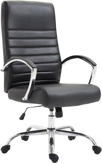 TPFLiving Bürostuhl Vallon in Schwarz aus Kunstleder mit Armlehnen und Rollen, B/T/H: 60,0 x 68,0 x 118,0 cm - Bild 1