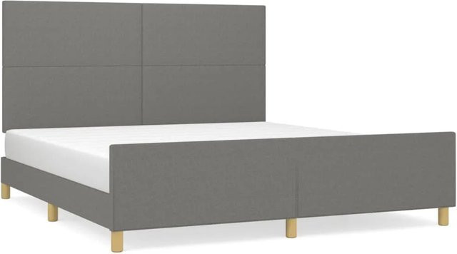 vidaXL Bettgestell mit Kopfteil in Dunkelgrau aus Stoff und Holz, B/T/H: 160 x 200 x 128 cm - Bild 1