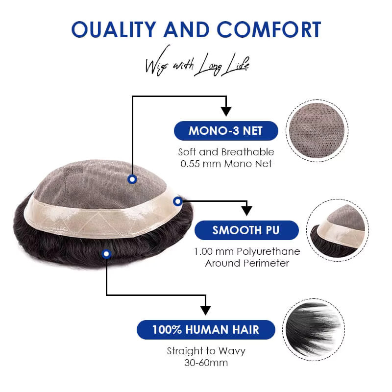 lekika Mono-Haarsystem Haarprothese für Herren - Bild 3
