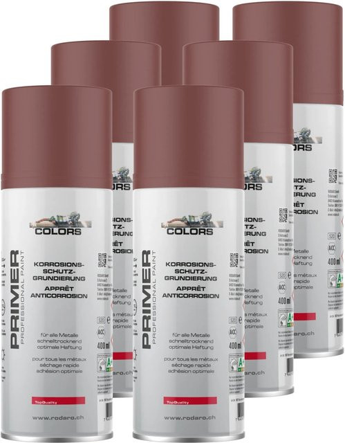 COLORS Korrosionsschutzgrundierung Sprühlack für Metall, Rotbraun, 6er Set, 6 x 400 ml - Bild 1