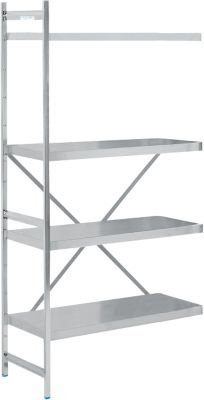 Köhler Anbauregal aus Edelstahl in Silber, matt, mit verstellbaren Böden, B: 87,5 cm, T: 50,0 cm, H: 200,0 cm - Bild 1
