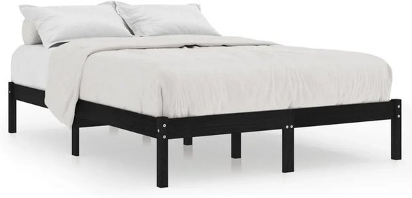 vidaXL Massivholzbett aus Kiefer in Schwarz, Modernes Bettgestell aus Kiefer-Massivholz, B/T: 200 x 200 cm