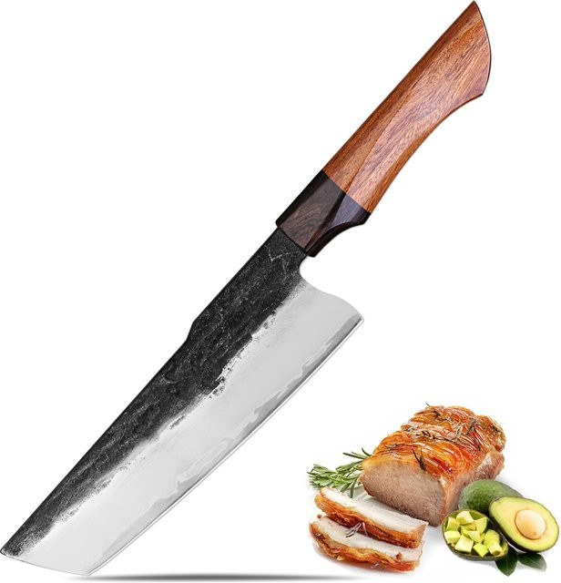 Xituo Nakiri Messer aus handgeschmiedetem dreilagigem Verbundstahl mit Holzgriff, 17,78 cm - Bild 1