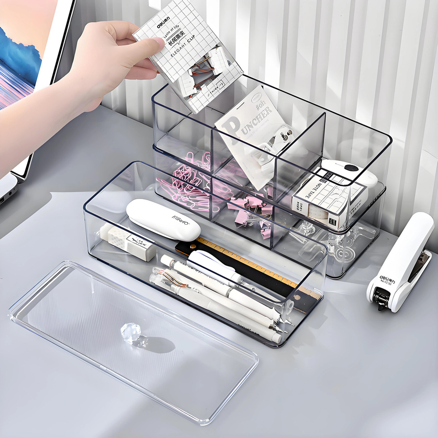 Transparente Kosmetik-Aufbewahrungsbox aus Acryl, stapelbarer Make-up-Organizer für Schubladen, Schreibtisch und Badezimmer - Bild 1