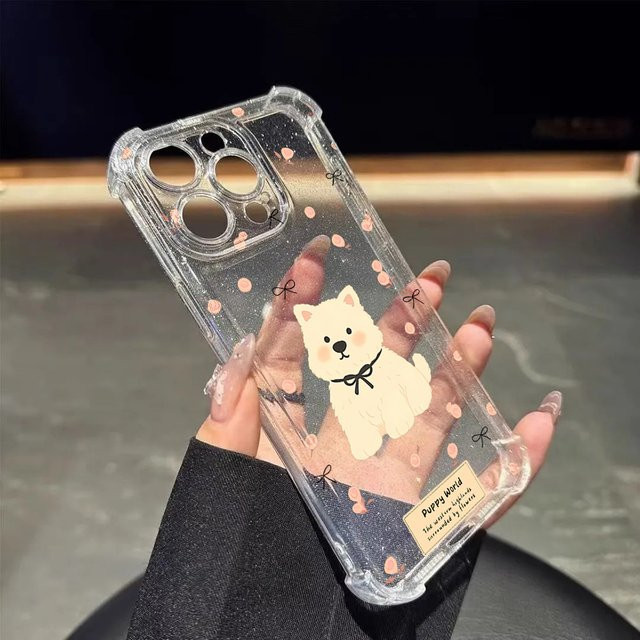 Stoßfeste Silikon-Glitzer-Handyhülle mit Cartoon-Tier-Design für Apple iPhone 16 Pro Max - Bild 1