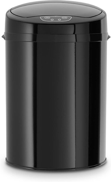ECHTWERK Badabfalleimer mit Sensor aus Edelstahl in Schwarz, 9 l, B/T/H: 25 x 38 x 38 cm - Bild 1