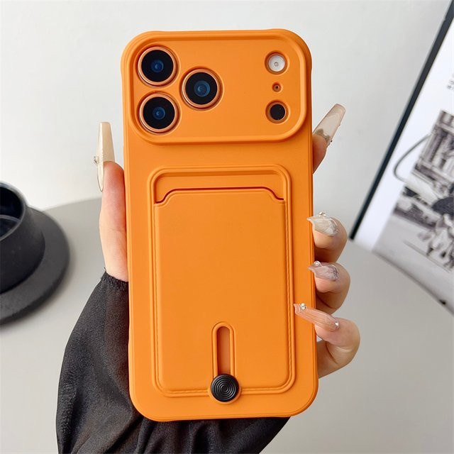 RPKKS Silikon Handyhülle mit Kartenfach für iPhone 17 16 15 14 13 12 11 Pro Max Plus Air in Rot und Orange - Bild 1