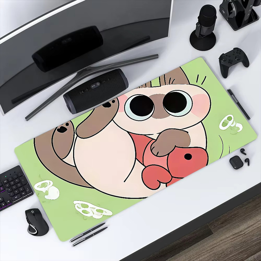Azukisan Mauspad Lockedge mit niedlichem Katzenmotiv in Multicolour, rutschfestes großes Schreibpad für Gaming und Büro - Bild 2