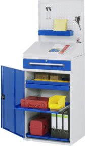 Rau Beistellschrank Stehpult Modell 04 aus Stahlblech B/T/H: 65 x 52 x 111/122/177 cm