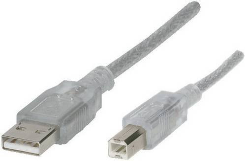Renkforce USB 2.0 Kabel mit USB-A und USB-B Stecker, transparent, Länge: 1,80 m - Bild 1