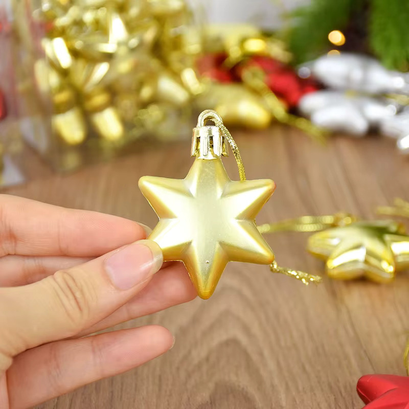 ZQNYCY Weihnachtsbaum Ornamente Set aus 12 Stern-Hängern in Gold - Bild 2