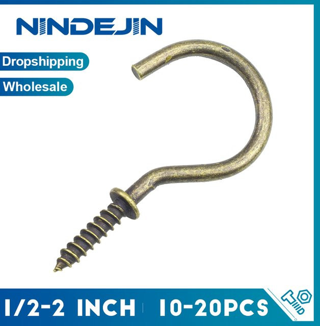NINDEJIN Bronze-Schraubhaken aus Kohlenstoffstahl für Wand und Decke, Farbe: Bronze/Gold, Höhe: 5,1 cm - Bild 1