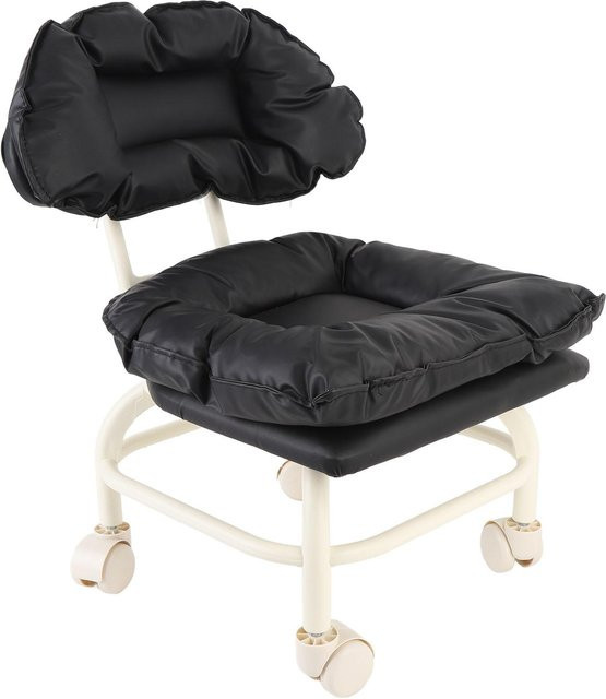 Aimo Rollhocker Schwarz aus Kunstleder mit Rollen für Zuhause und Salon - Bild 1