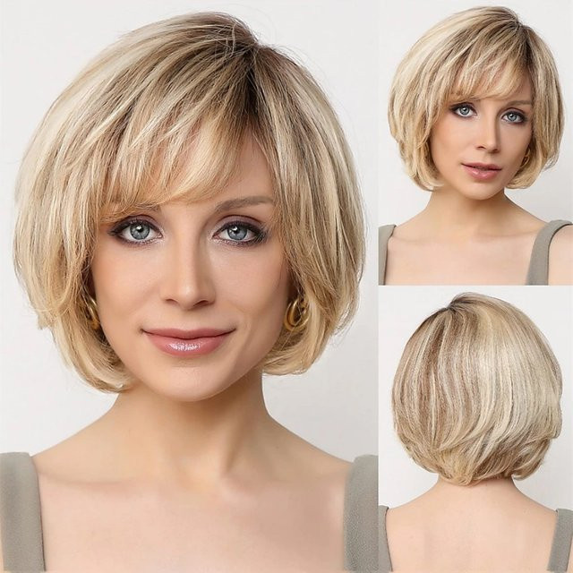 HAIRJOY Kunsthaar-Perücke, Damen, blond, glatt, kurz, geschichtet - Bild 1