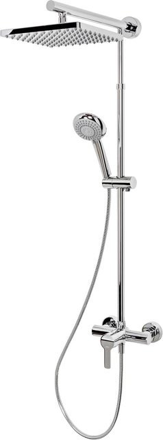 Schulte Duschsystem Rain mit Einhebelmischer, Eckige Kopfbrause und Handbrause in Chrom - Bild 1