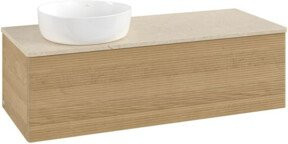 V&B Waschtischunterschrank Antao mit Frontstruktur und Beleuchtung in Honey Oak, B/T/H: 120 x 50 x 36 cm - Bild 1