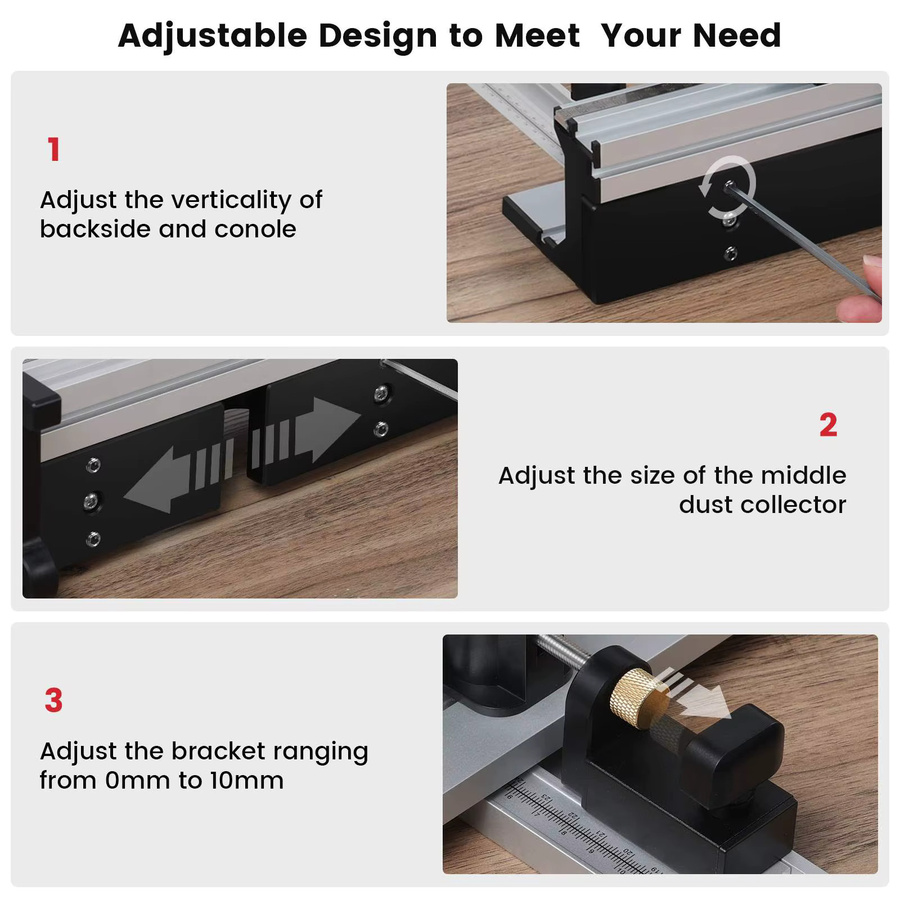 ENJOYWOOD Profilzaun für Holzbearbeitungs-Fräsertisch aus Aluminiumlegierung in Silber, Breite: 70 cm, mit 30 cm T-Schienen-Gleithalterungen und Bitschutz - Bild 5