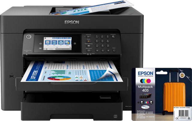 Epson WorkForce WF-7840DTWF Inkjet-Multifunktionsgerät mit Drucken, Scannen, Kopieren und Faxen inklusive einem Satz Reservepatronen in Schwarz - Bild 1