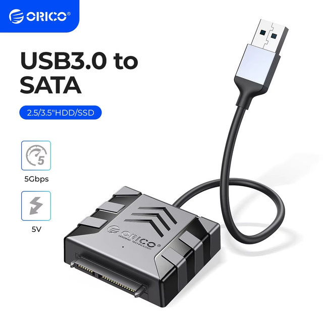 ORICO USB 3.0 zu SATA Konverter Adapter für 2,5 und 3,5 Zoll HDD und SSD in Schwarz - Bild 1