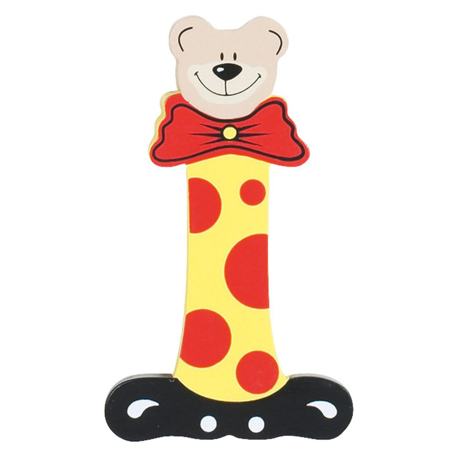 Playshoes Holzbuchstabe I Bär in Rot, Gelb und Multicolour mit Klebefläche für Kinder - Bild 1