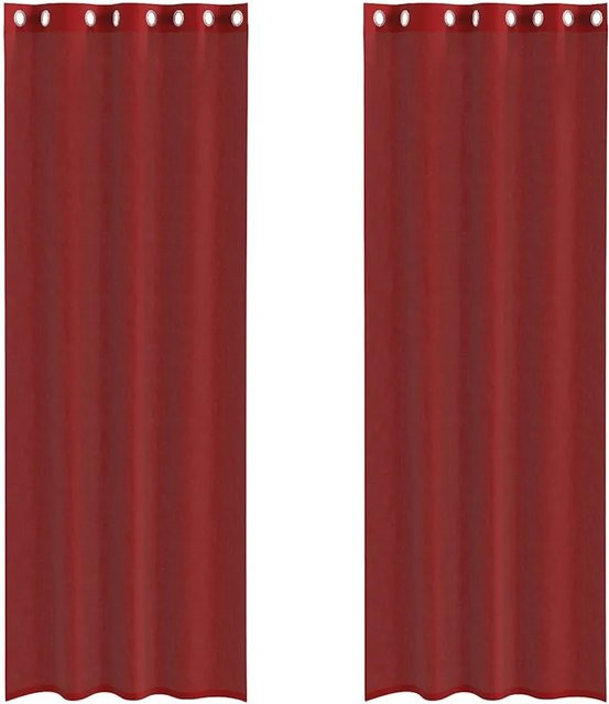 vidaXL Voile Vorhänge mit Ösen, 2er-Set, Weinrot, B: 140 cm, H: 260 cm - Bild 1