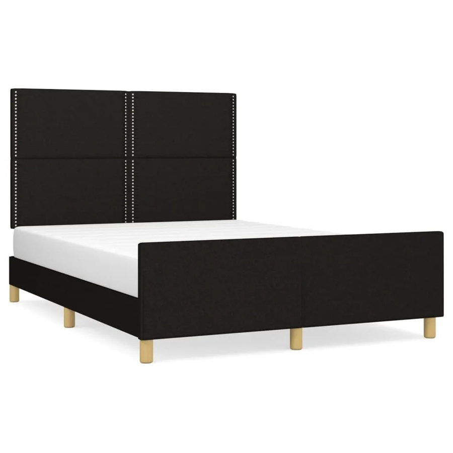 vidaXL Bettgestell mit Kopfteil in Schwarz aus Stoff und Holz B/T/H: 140 x 190 x 146 cm - Bild 2