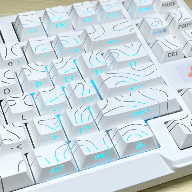 KOYDing 97 Keys Tastenkappen für mechanische Tastaturen mit MX Cherry Switch, transparentes Weiß, PBT+PC Material - Bild 1