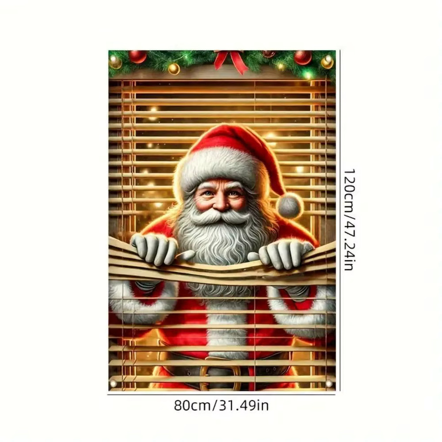 VIKAMA 2D-Weihnachtsmann-Vorhang-Dekoration in Mehrfarbig für Innen und Außen, rechteckiger Hängehintergrund für Weihnachts- und Silvesterpartys, B/H: 80 x 80 cm - Bild 3