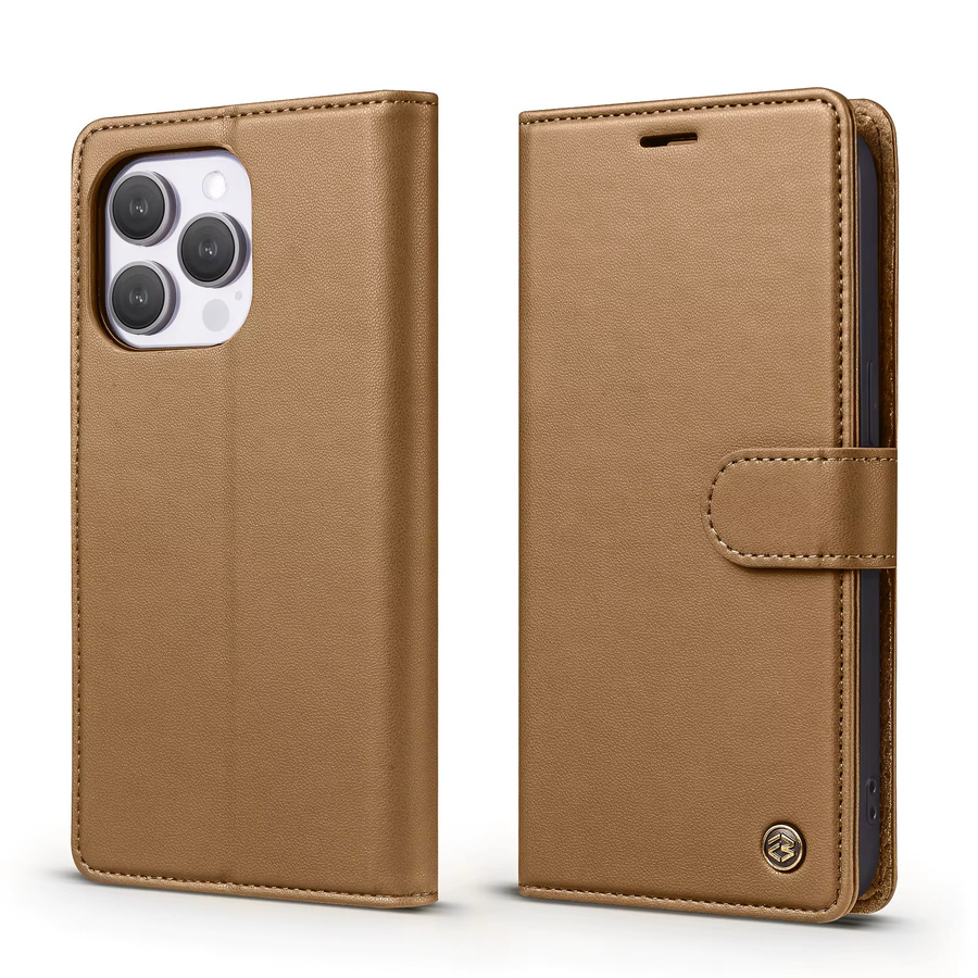 Luxus Lederhülle im Retro-Design als Brieftasche und Handyhülle für iPhone 17 16 15 14 13 12 11 Pro Max Plus, Farbe: Braun - Bild 1