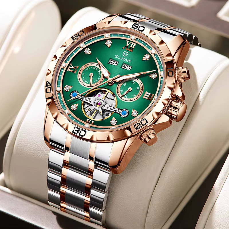 GLENAW Armbanduhr Automatik, Edelstahl, Silber, Herren - Bild 6