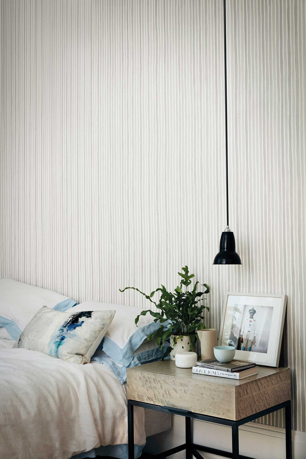 Cole & Son Tapete Croquet Stripe in Beige mit abstraktem Streifenmuster im skandinavischen Design aus Vlies - Bild 1