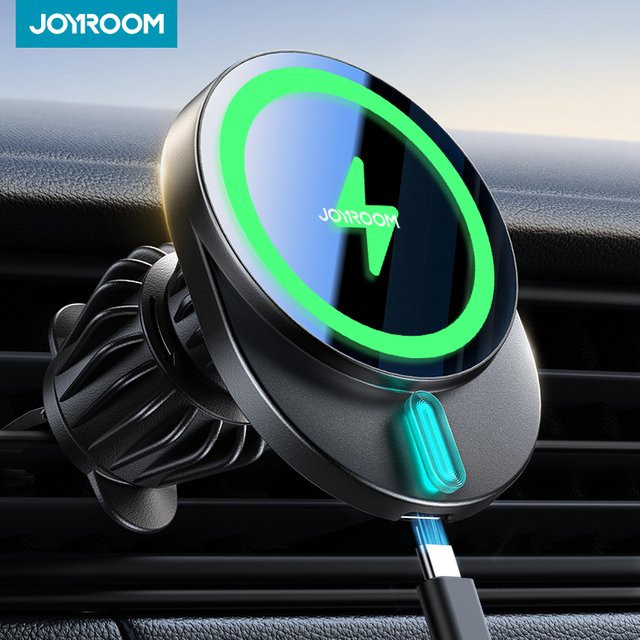 Joyroom Magnetische Handyhalterung JR-ZS409 in Schwarz mit 15W Schnellem Kabellosem Laden für iPhone 16/15/14/13/12 zur Befestigung am Lüftungsschlitz - Bild 1