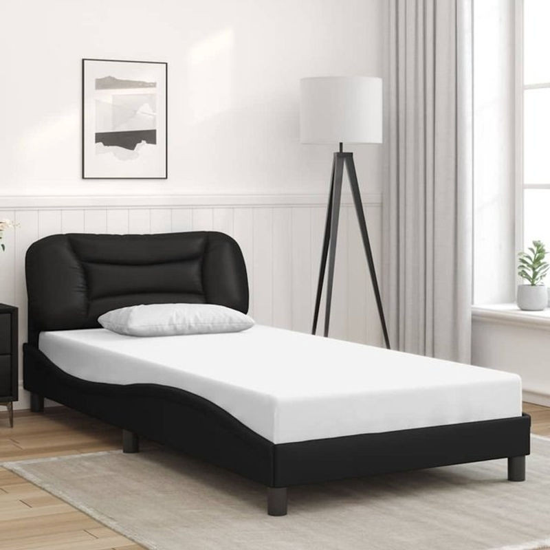 Vidaxl Polsterbett mit Kopfteil aus Kunstleder in Schwarz, B/T: 100 x 200 cm - Bild 1