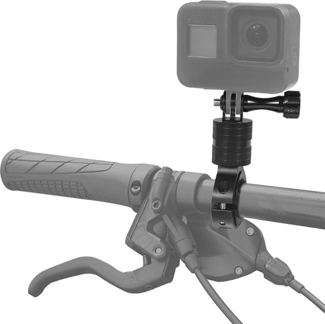 360 Grad drehbare Lenkerklemmhalterung in Schwarz als Action-Kamera Halterung für GoPro 13 12 11 und DJI Osmo Pocket 3 für Motorrad und Fahrrad als Stativ-Adapter - Bild 1
