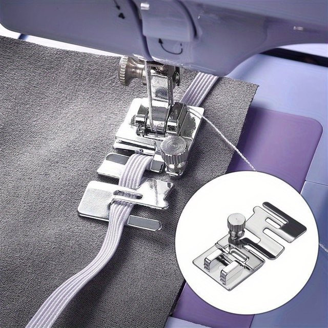 5 Stück Snap-On Elastikband-Nähfüße aus Metall in Silber für präzises Rollsaum-Nähen, Breite: 25 mm - Bild 1