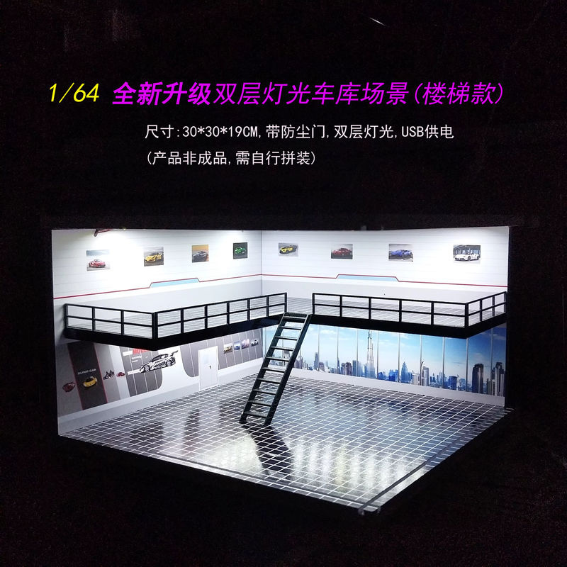 XUFAN Diorama Auto Garage Modell mit LED Beleuchtung im Industrial Design, - Bild 2