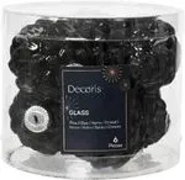 Kaemingk Christbaumschmuck Zapfen aus Glas in Schwarz, 6 Stück, Höhe: 7 cm, Breite: 5 cm - Bild 1