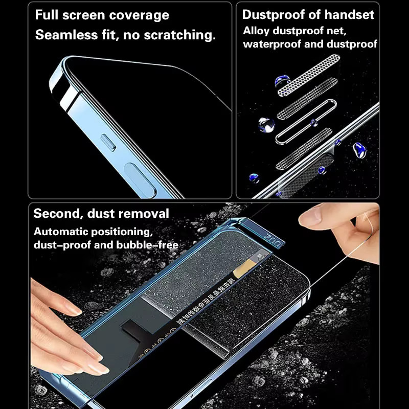 SFHOMIE 2er Set Staubfreie HD Glasfolie für iPhone 13 14 15 16 Pro Max Plus in Transparent - Bild 5