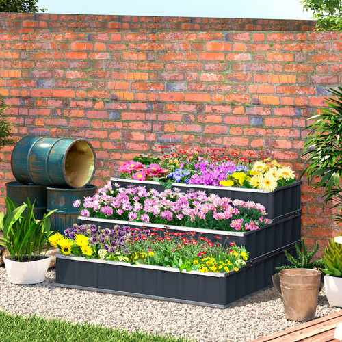 Outsunny Hochbeet aus Stahl in Dunkelgrau, B/T/H: 118 x 118 x 62 cm - Bild 6