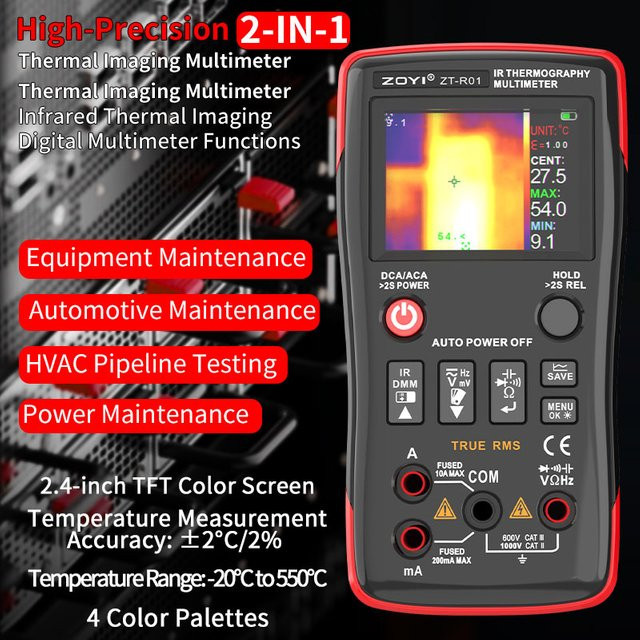 ZOYI ZT-R01 Zwei-in-Eins-Infrarot-Wärmebild-Multimeter für industrielle elektrische Fußbodenheizungen und Leiterplattenwartung - Bild 1