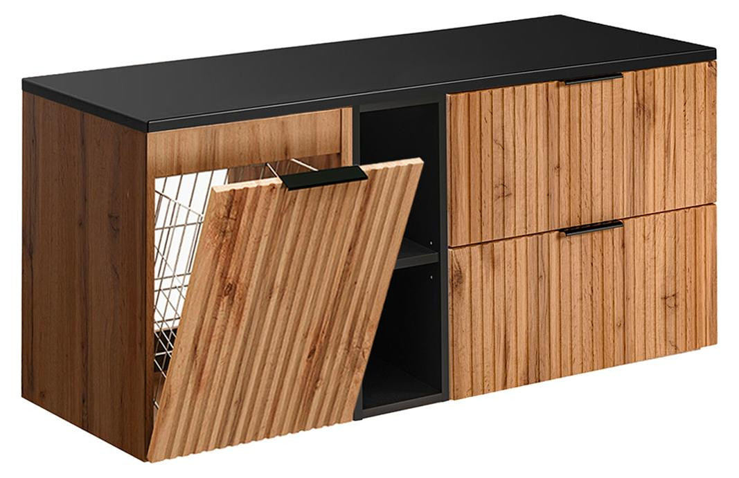 Waschtischunterschrank Adriel von Petits-meubles in Holzoptik mit 2 Schubladen und Schwarz, Breite: 120,8 cm - Bild 1