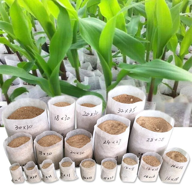 Biologisch abbaubare Pflanzen-Wachstumsbeutel aus Vliesstoff für Sämlinge und Garten, weiße Pflanztöpfe - Bild 1